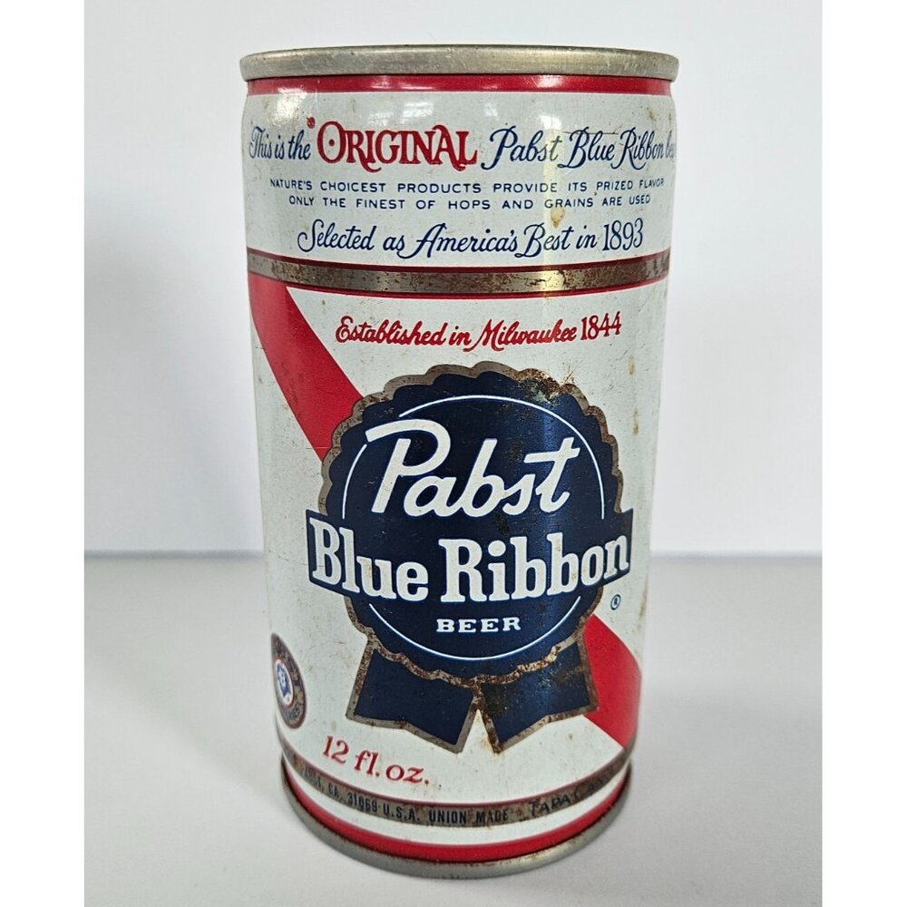 Pabst Blue Ribbon Empty Vintage open Beer Can Steel can PBR rusty rodeo festival